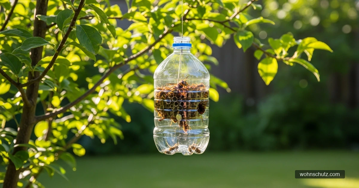 Selektive Hornissenfalle im Garten mit Auslassöffnungen für kleine Insekten