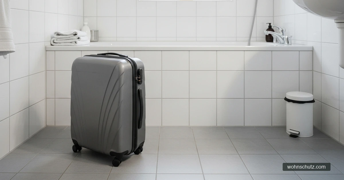 Reisekoffer steht nach dem Urlaub im Bad statt im Schlafzimmer – Bettwanzen-Prävention