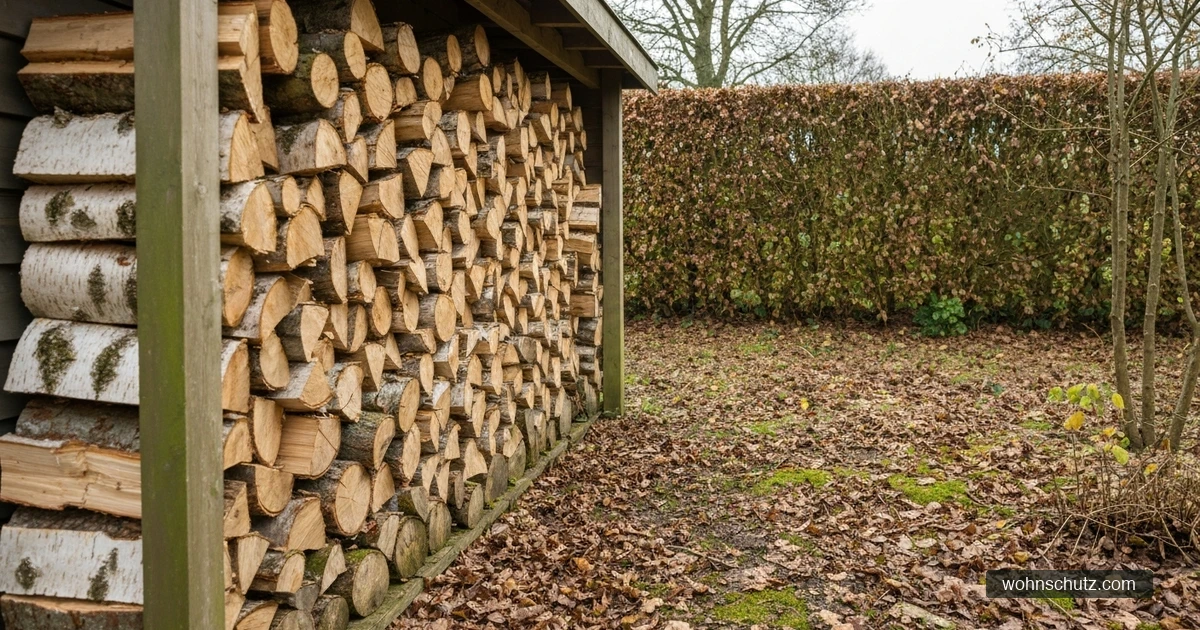 Holzstapel und naturnaher Gartenbereich als typischer Lebensraum der Feldspitzmaus