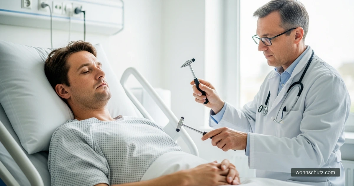 Neurologe untersucht Patienten auf Enzephalitis-Symptome im deutschen Krankenhaus