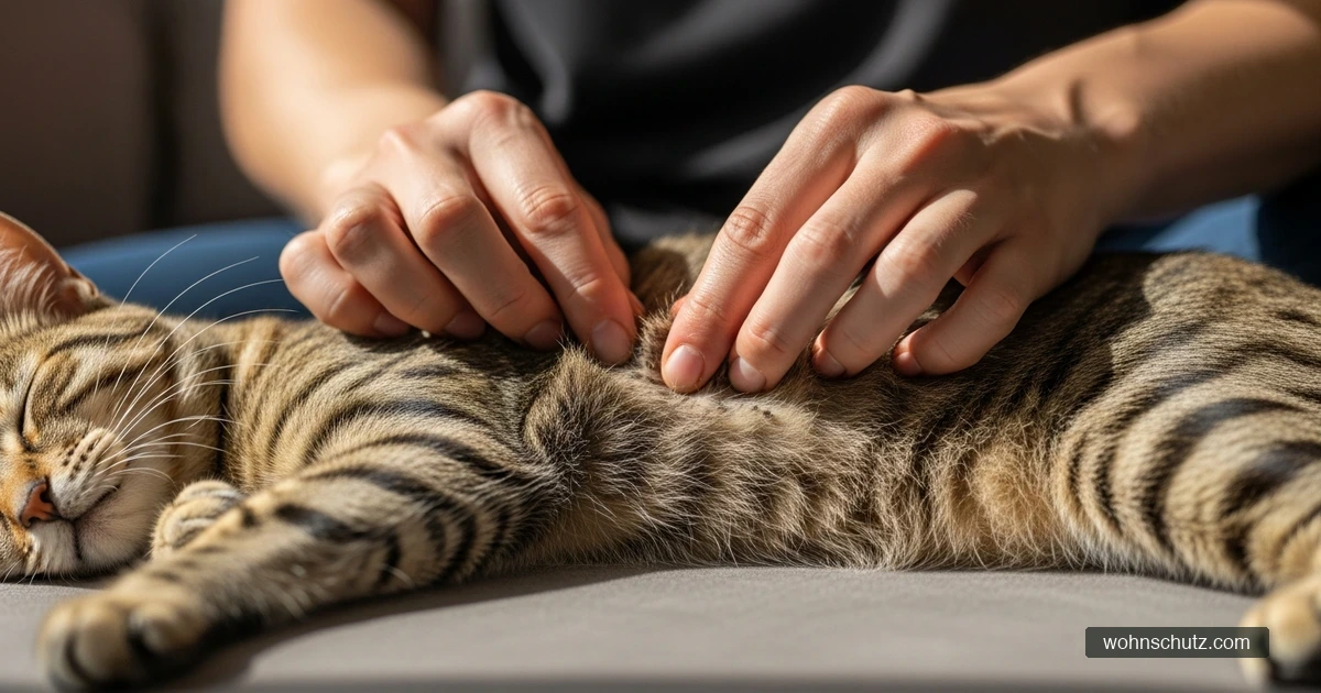 Katze wird auf Flöhe untersucht – Tierbesitzer prüft Fell nach Flohkot