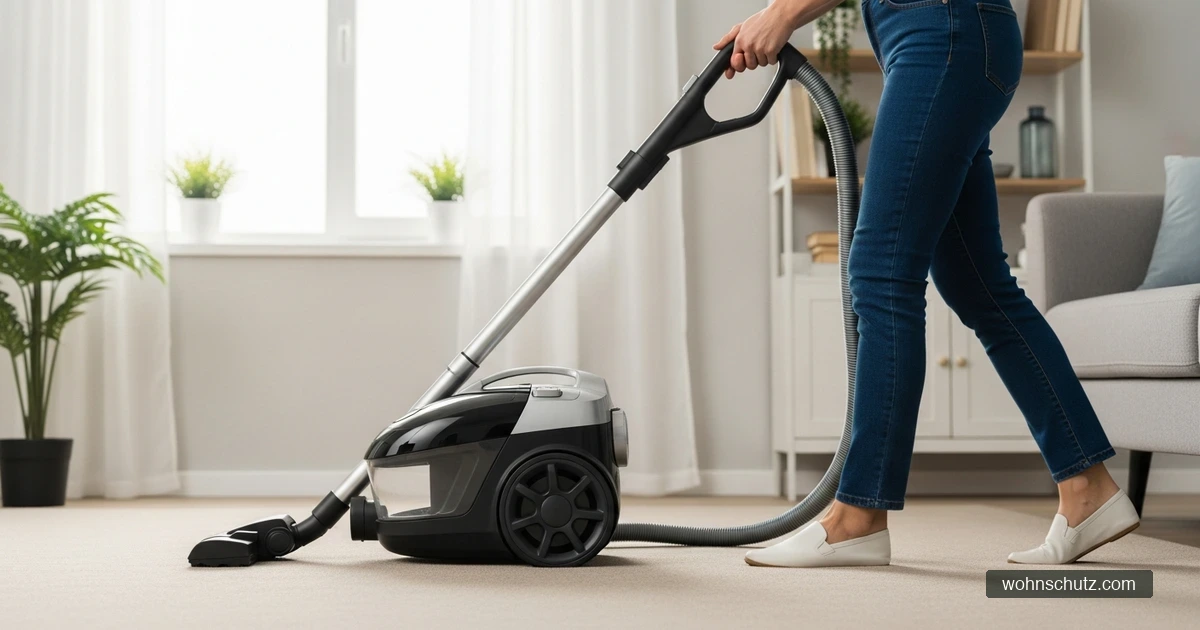 Staubsauger wird gründlich über Teppich und Sockelleisten geführt – wichtiger Schritt bei Flohbekämpfung