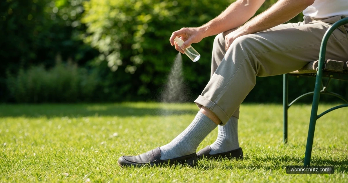 Grasmilben Schutz – lange Kleidung, Repellent-Spray und hohe Socken beim Gartenspaziergang