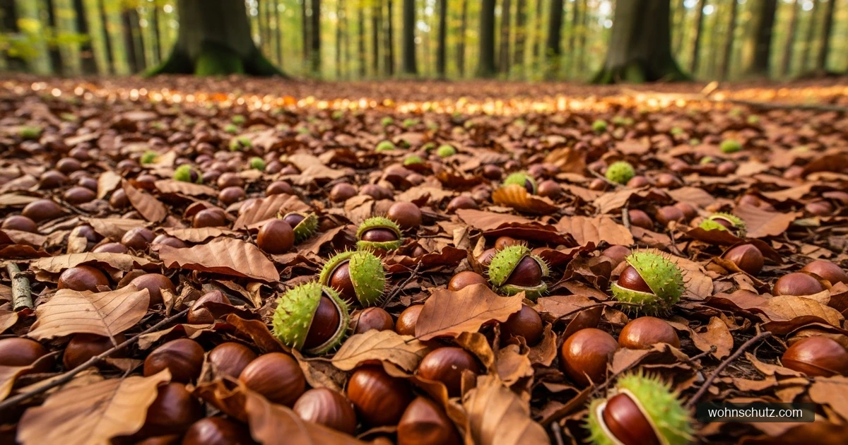 Bucheckern und Laub auf dem Waldboden in Deutschland – Mastjahr erhöht Rötelmaus-Population und Hantavirus-Risiko