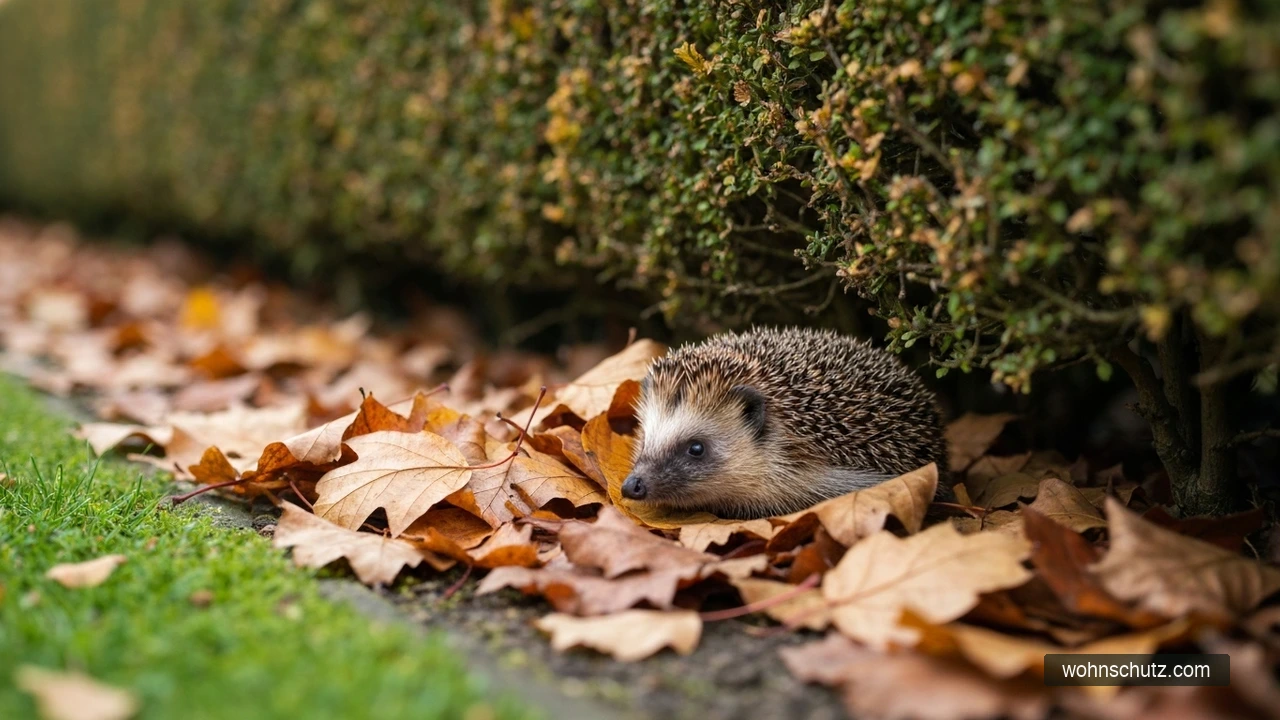 Igel im Laubhaufen – Winterschlafquartier unter der Gartenhecke