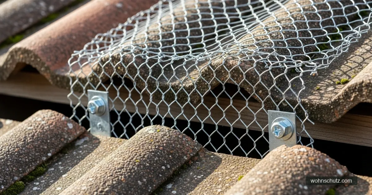 Stabiles Metallgitter über einer Öffnung am Dach verhindert das Eindringen von Wildtieren