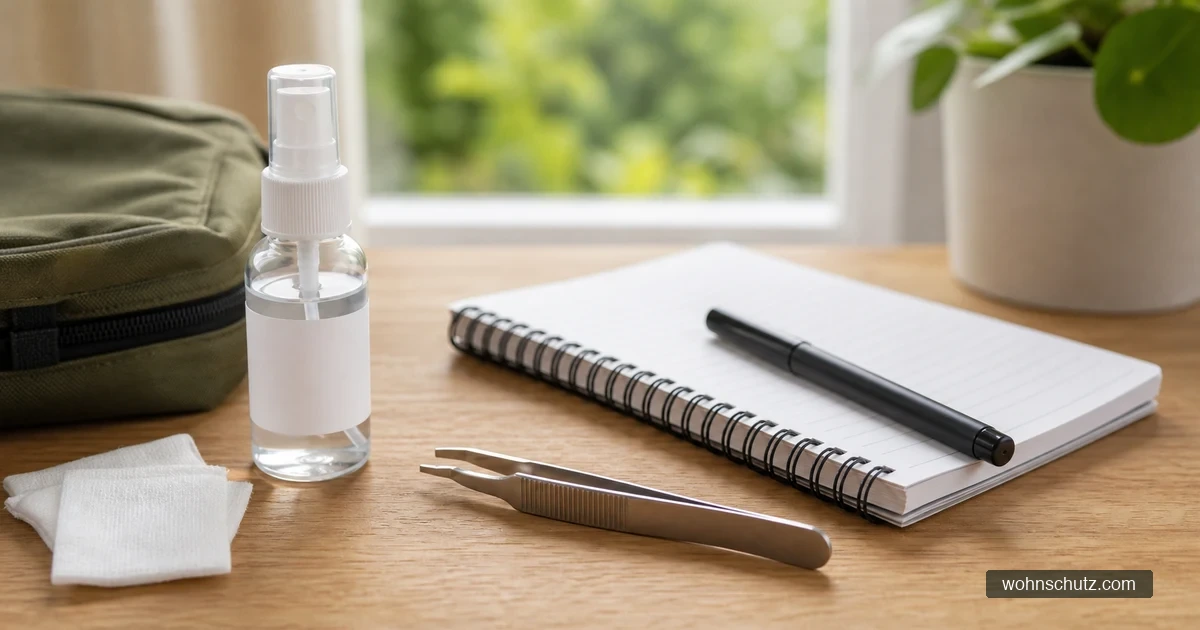 Zeckenbiss Erste Hilfe Set mit Zeckenpinzette, Desinfektionsspray und Markierungsstift